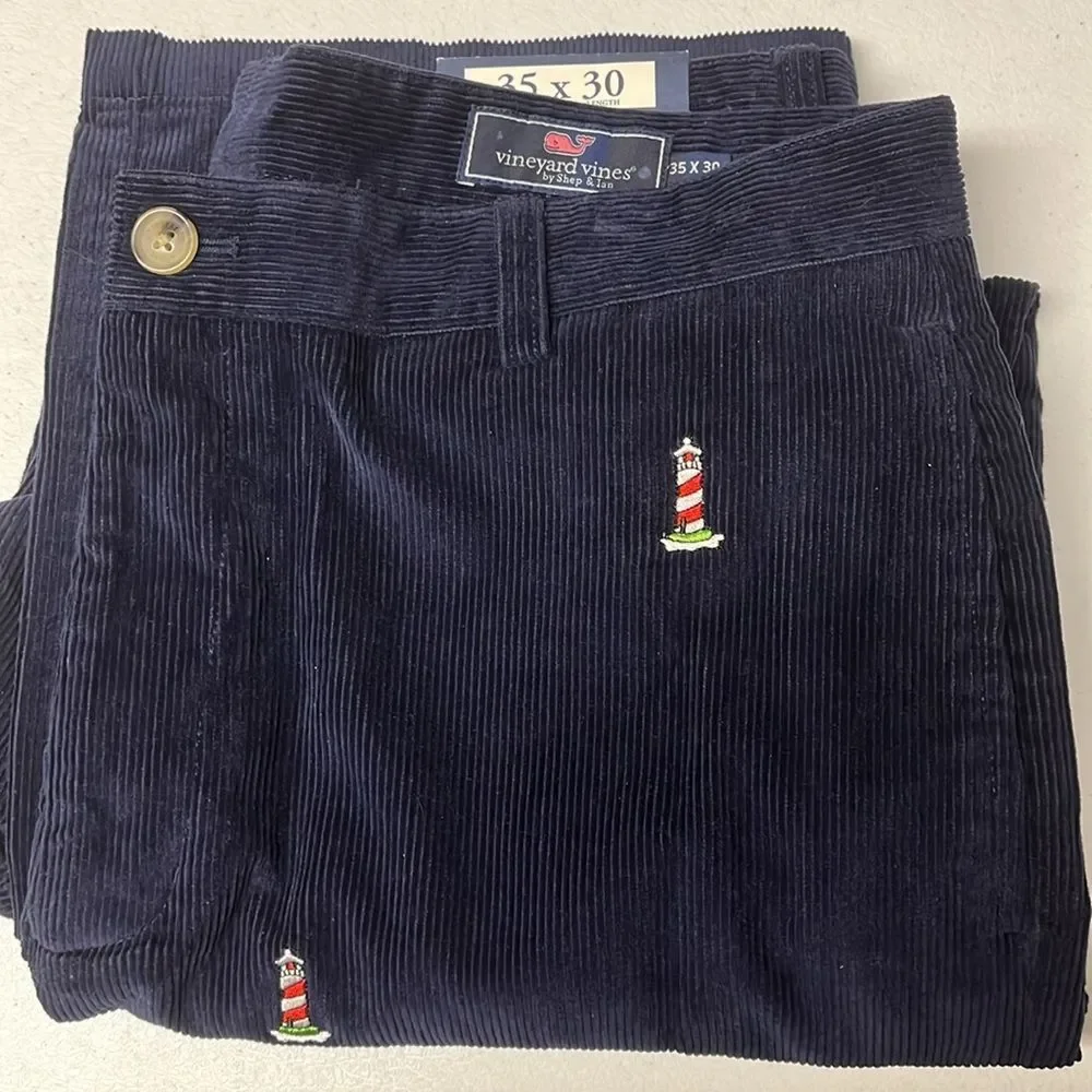 Vineyard Vines Mens Classic Fit Club Pant 35x30 Corduroy Lighthouse Boat Golf